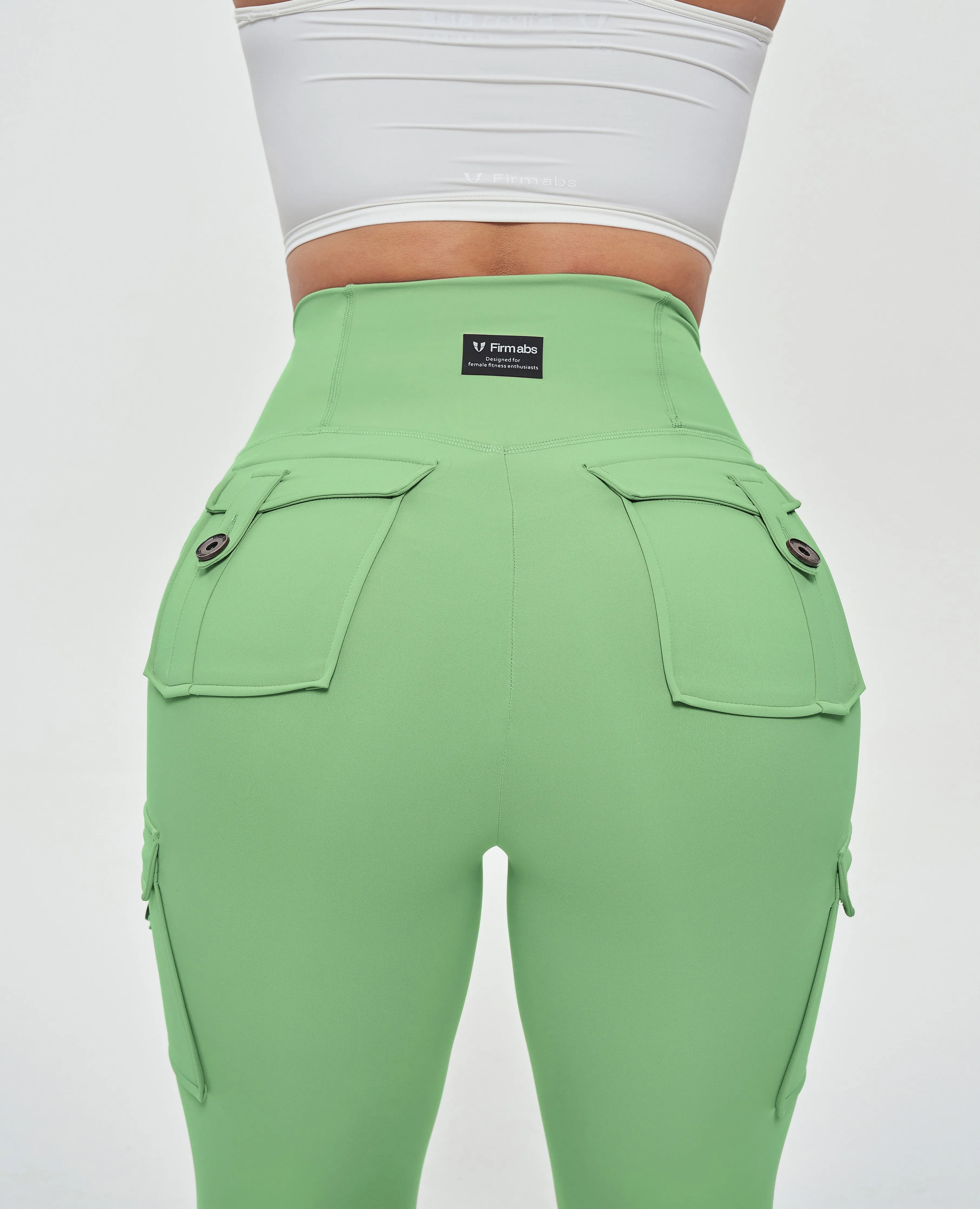 High Waisted Cargo Leggings - Green