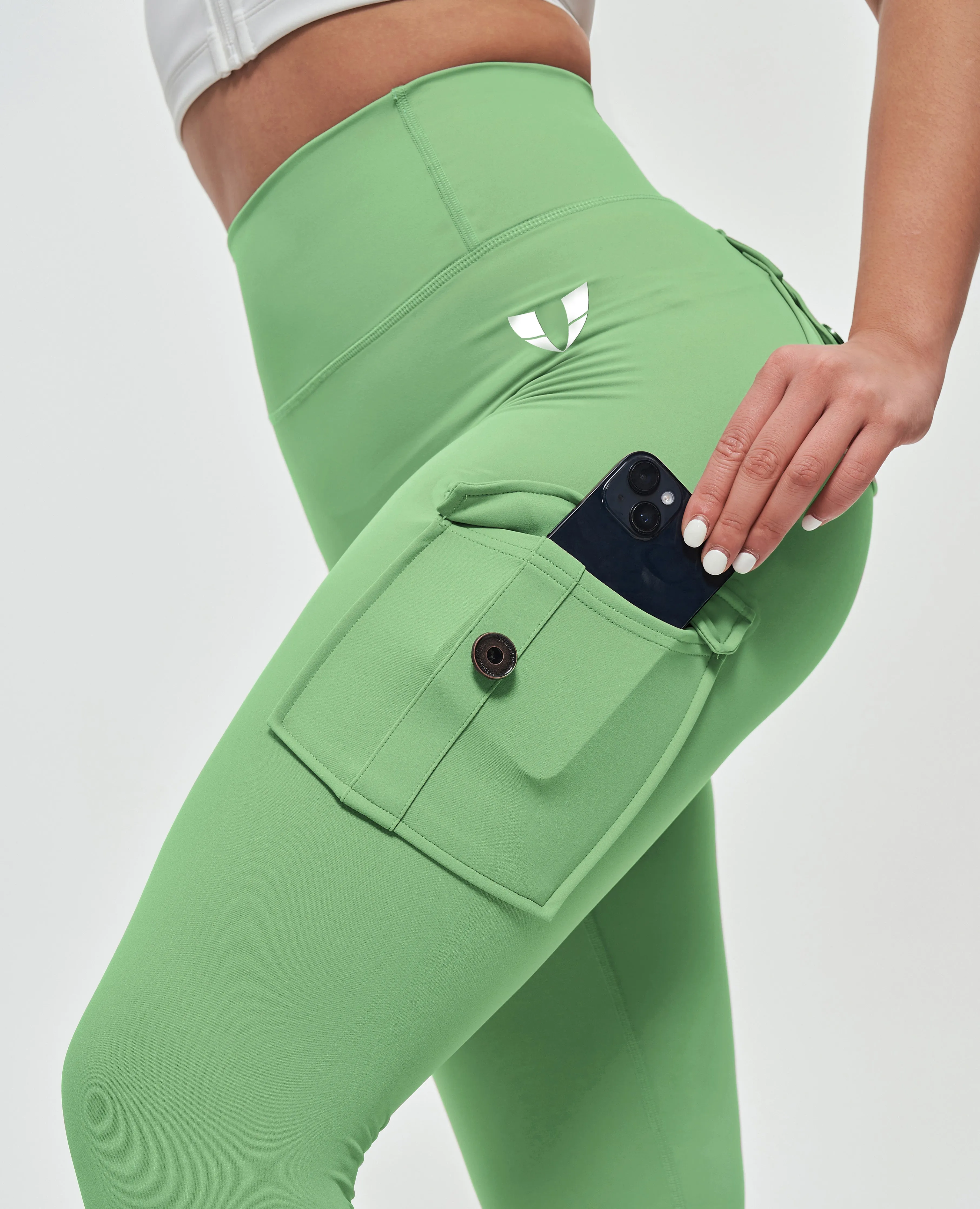 High Waisted Cargo Leggings - Green