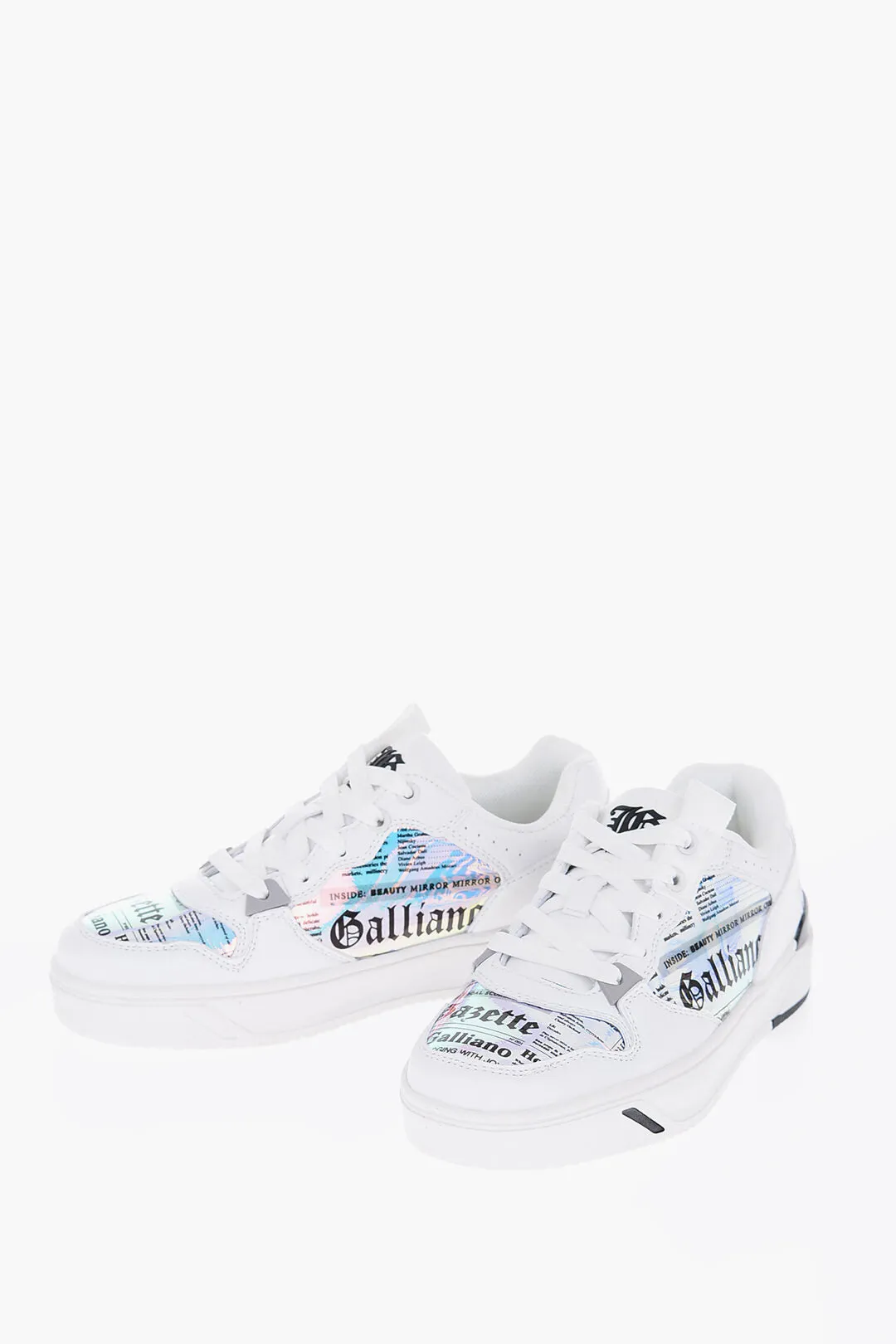 John Galliano Faux Leather Low-Top Sneakers with Iridescent Details