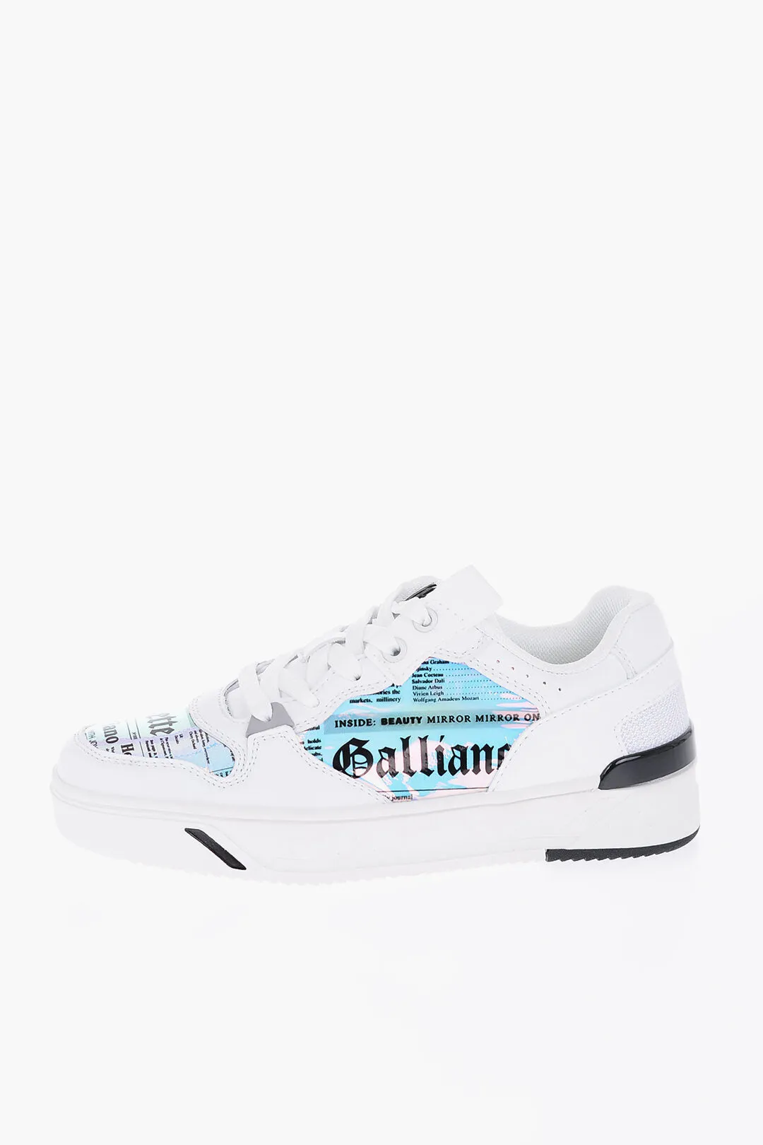 John Galliano Faux Leather Low-Top Sneakers with Iridescent Details