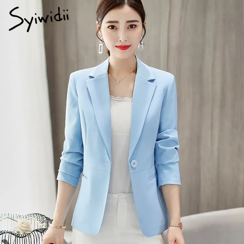 Joskaa 6 Colors Women Blazers and Jackets Office Lady Slim Pink Black White Blue Korean Fashion Clothes Women Spring 2024 Coat