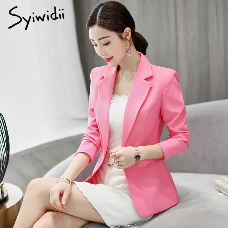 Joskaa 6 Colors Women Blazers and Jackets Office Lady Slim Pink Black White Blue Korean Fashion Clothes Women Spring 2024 Coat