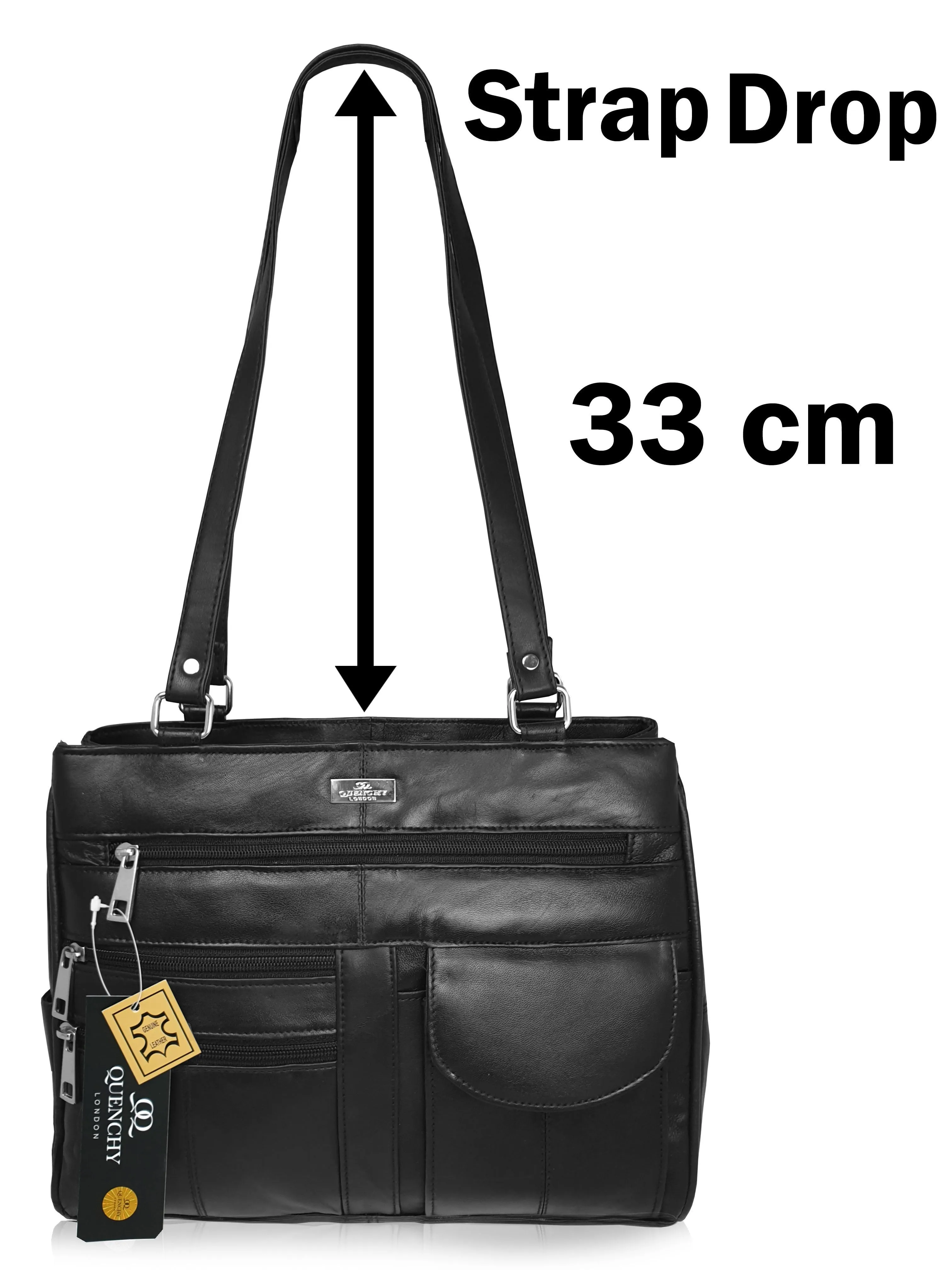 Ladies Genuine Leather Handbag, Women's Designer Black Shoulder Bag QL173