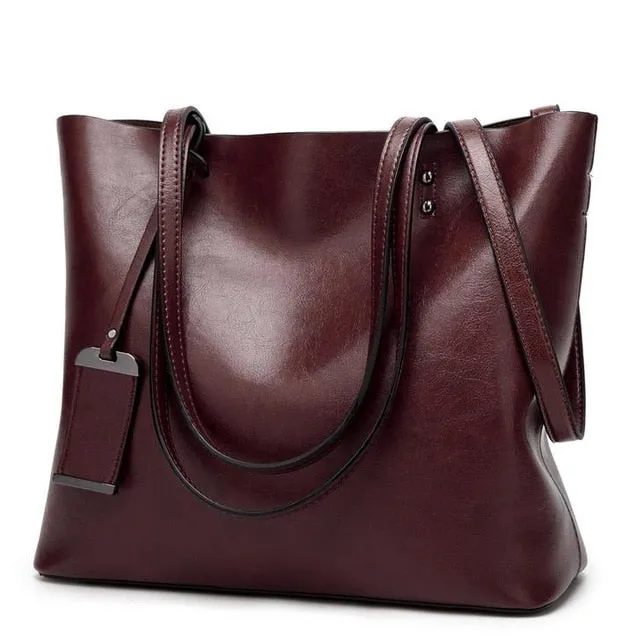 Large Faux Leather shoulder Bag