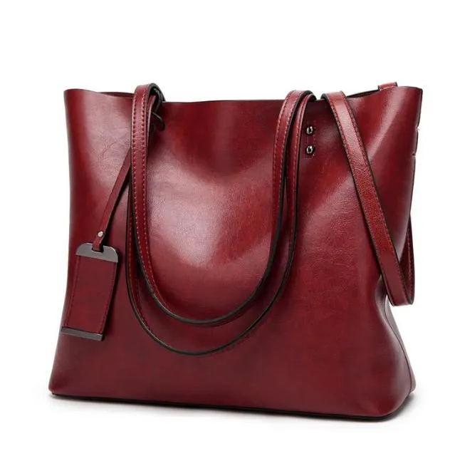 Large Faux Leather shoulder Bag