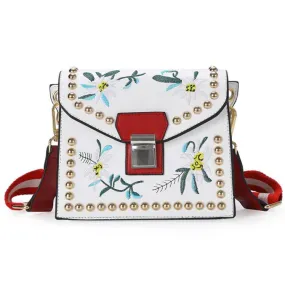 Leather Handbag - Flower Shoulder Bag