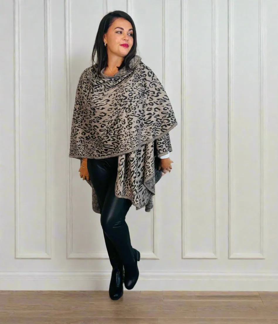 Leopard Print Wrap Cape