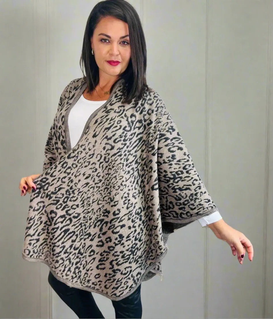 Leopard Print Wrap Cape