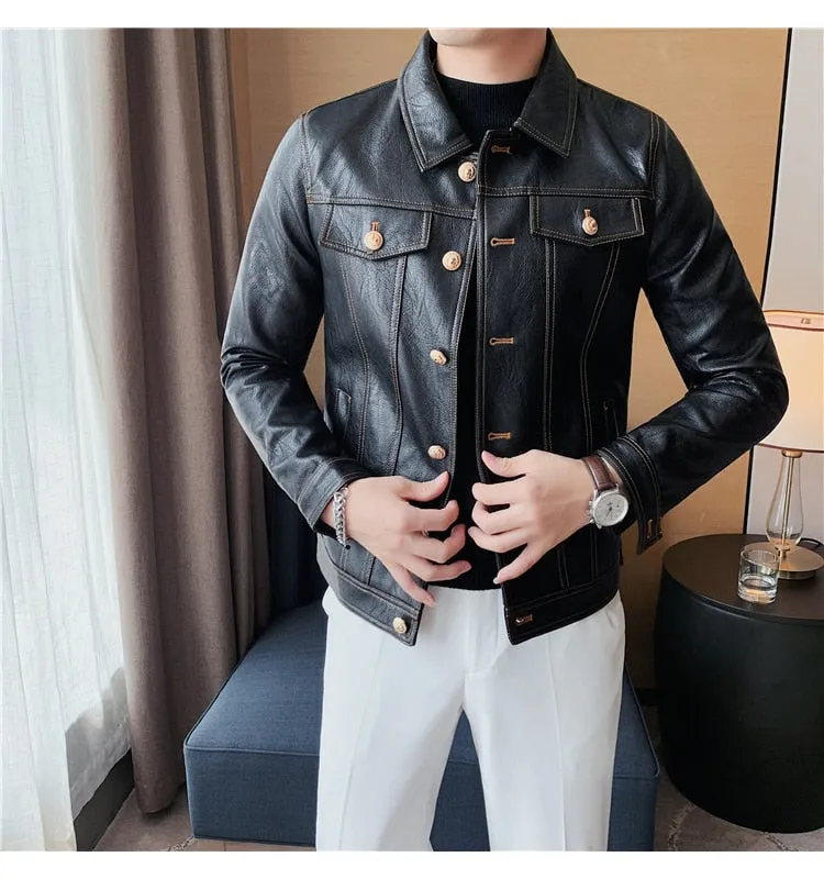 LMS Black Pu Leather Jacket