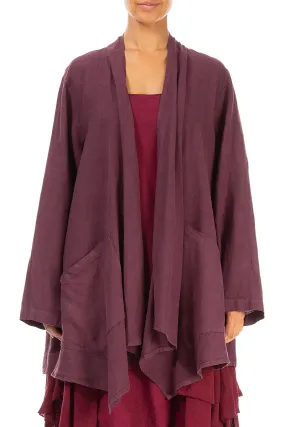 Loose Open Aubergine Linen Jacket