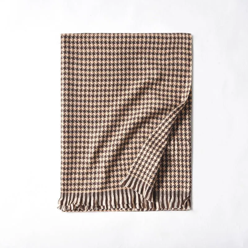 MARA Polyester Winter Scarf Khaki & Black Checks | Winter Scarf for Women's