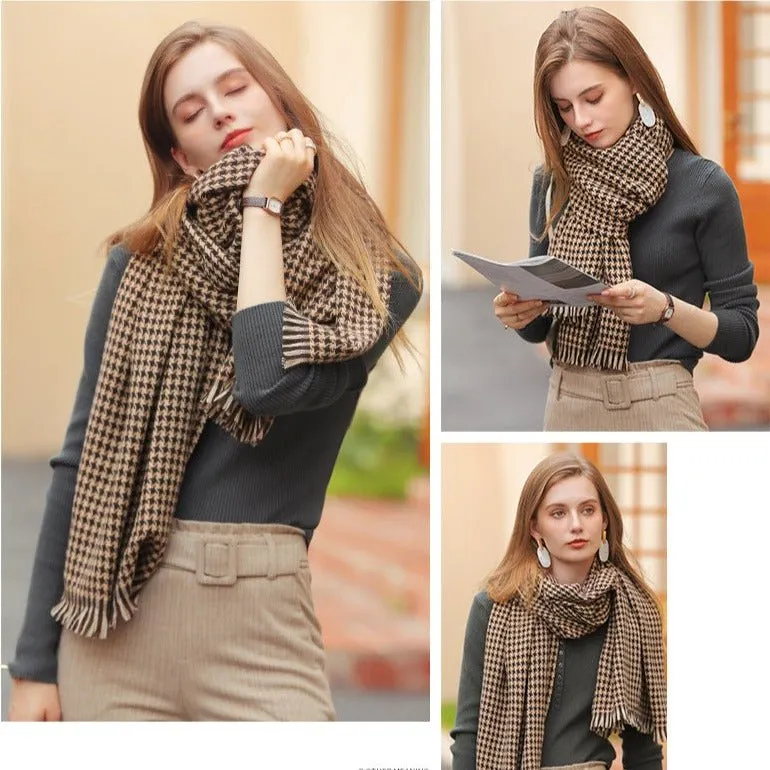 MARA Polyester Winter Scarf Khaki & Black Checks | Winter Scarf for Women's