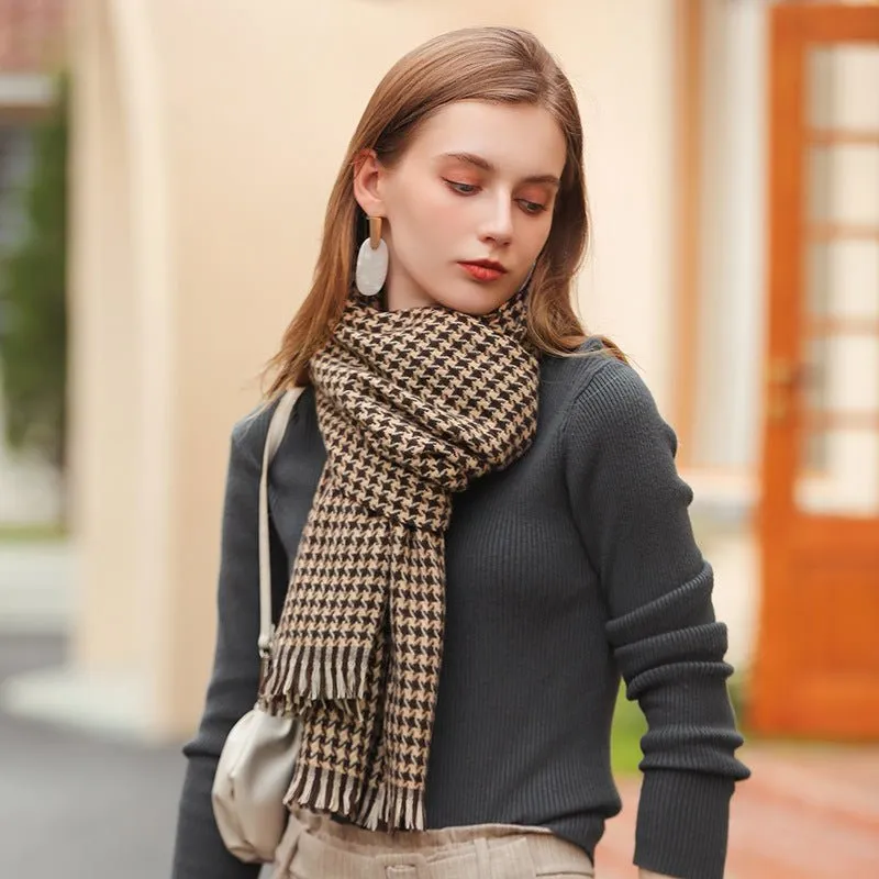 MARA Polyester Winter Scarf Khaki & Black Checks | Winter Scarf for Women's