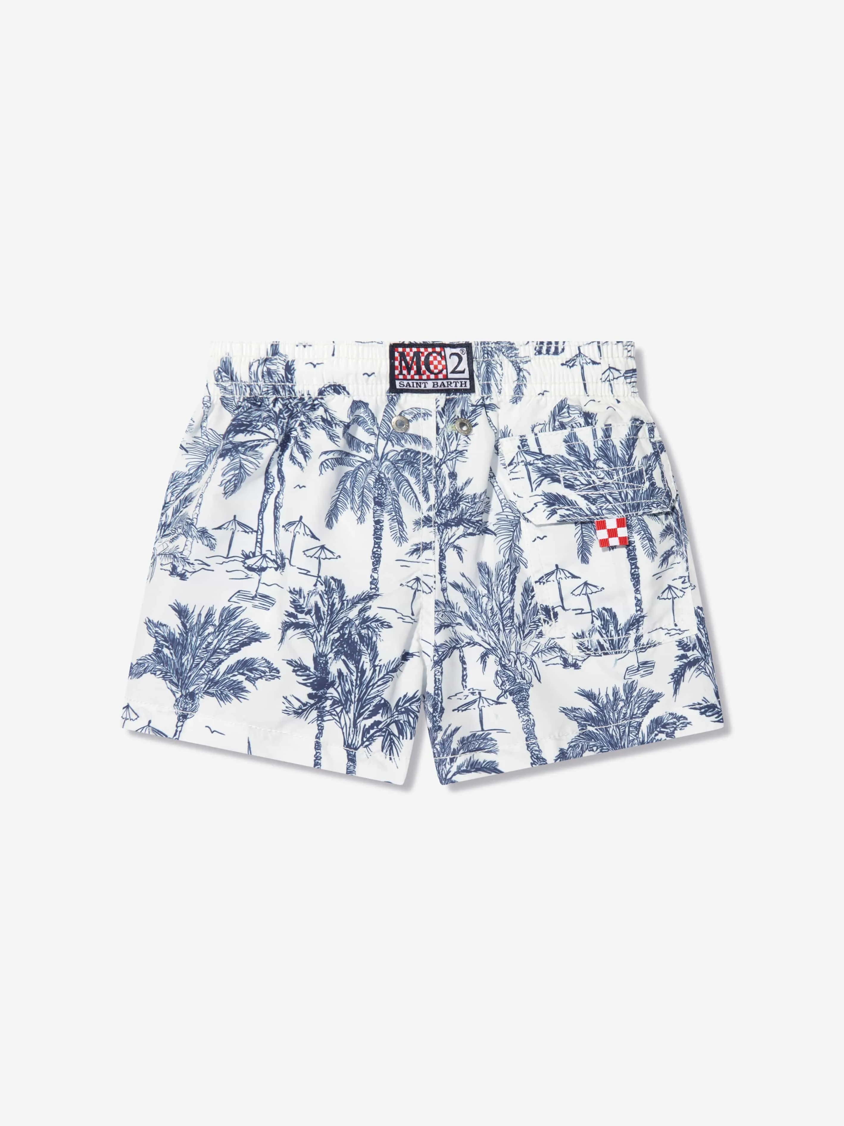 MC2 Saint Barth Boys Palm Trees Swim Shorts in White