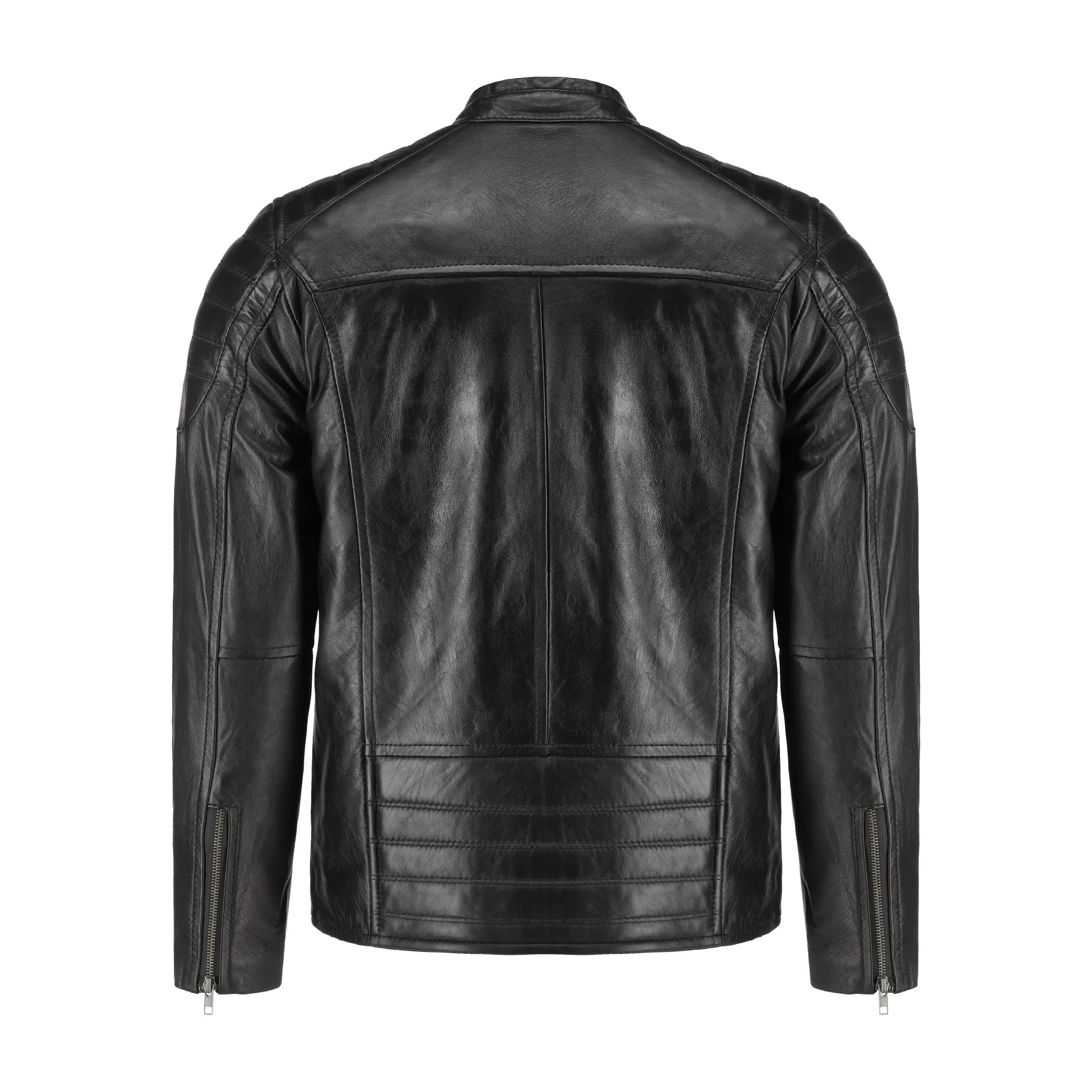 Mens Black Lambskin Biker Style Leather Jacket