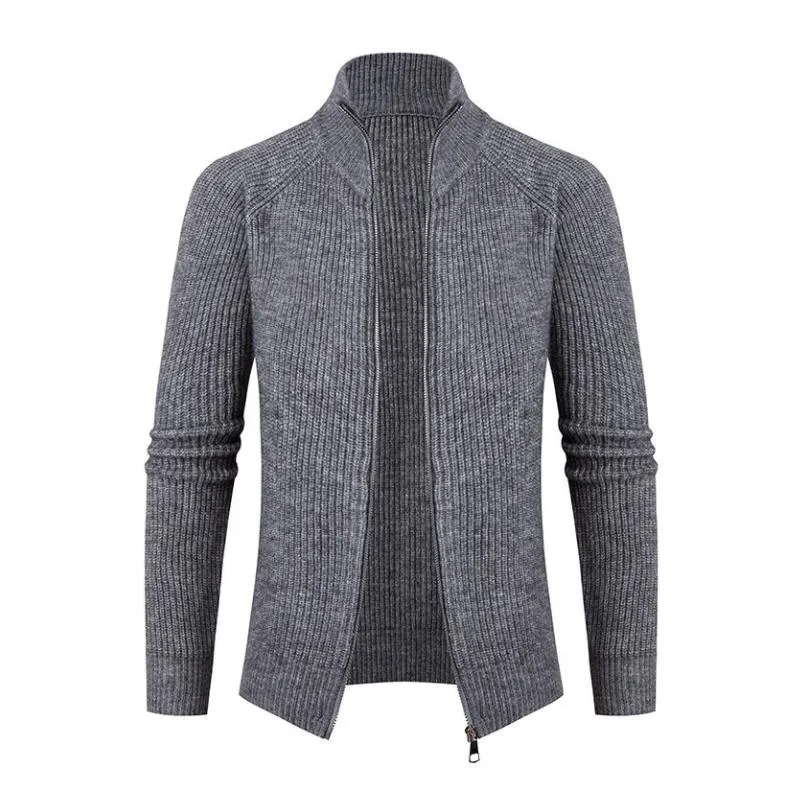 Men's Casual Solid Color Stand Collar Loose Knitted Cardigan 67721300M