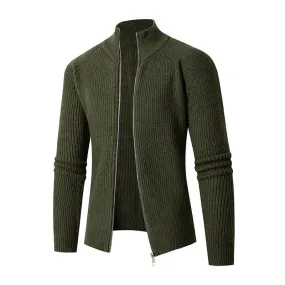 Men's Casual Solid Color Stand Collar Loose Knitted Cardigan 67721300M