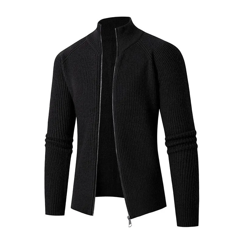 Men's Casual Solid Color Stand Collar Loose Knitted Cardigan 67721300M