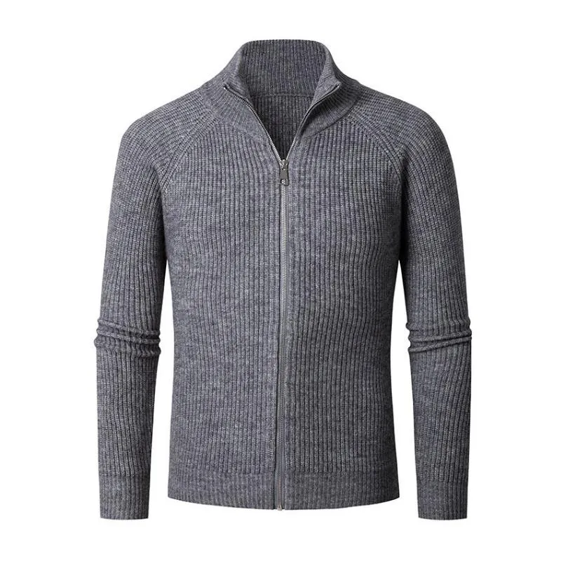 Men's Casual Solid Color Stand Collar Loose Knitted Cardigan 67721300M