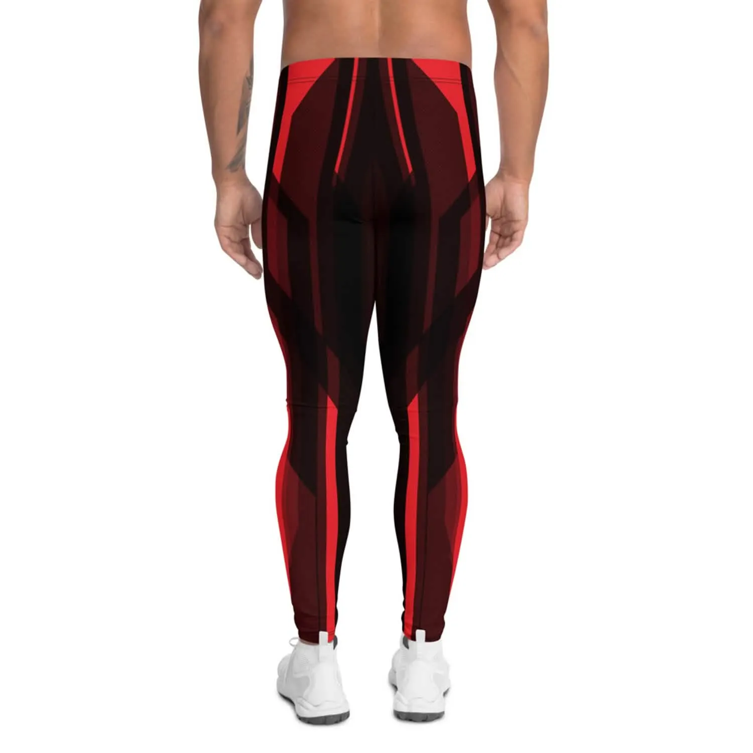 Men's Neon Red Tron-Inspired Athletic Tights