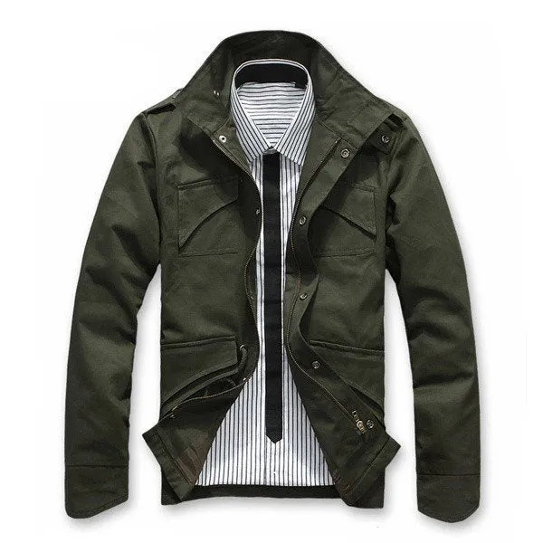 Men's Spring Fashion Stand Collar Jacket Slim Fit Casual Coat