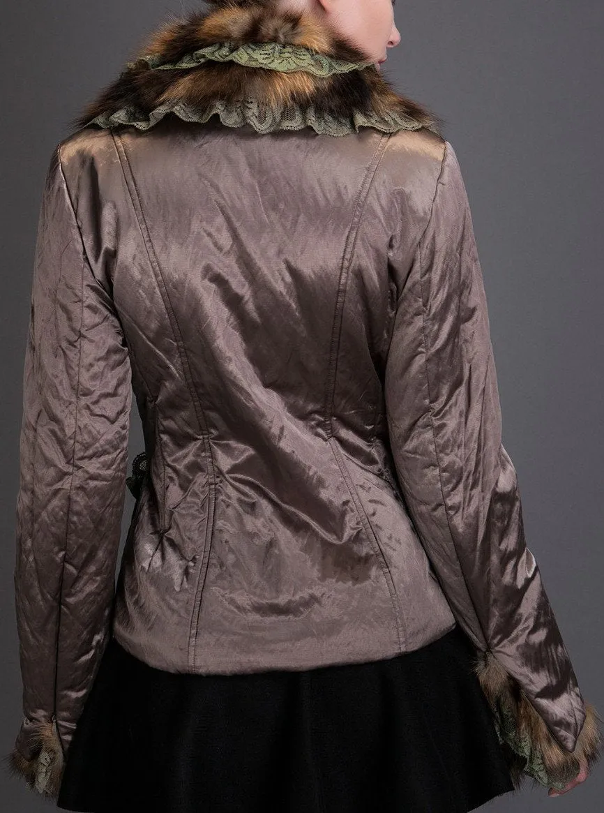 Metallic Fur-Trimmed Jacket