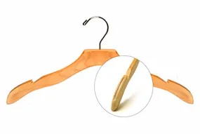 Natural Wood Hangers Non Snag Clothes Hangers with Chrome Hook for Coats and Jackets Set of 2