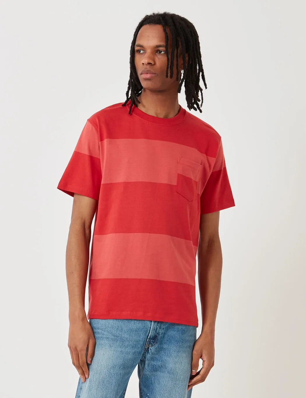 Norse Projects Johannes Block Stripe T-Shirt - Askja Red