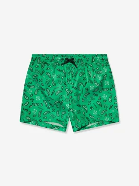 Off-White Boys Bandana Swim Shorts in Green