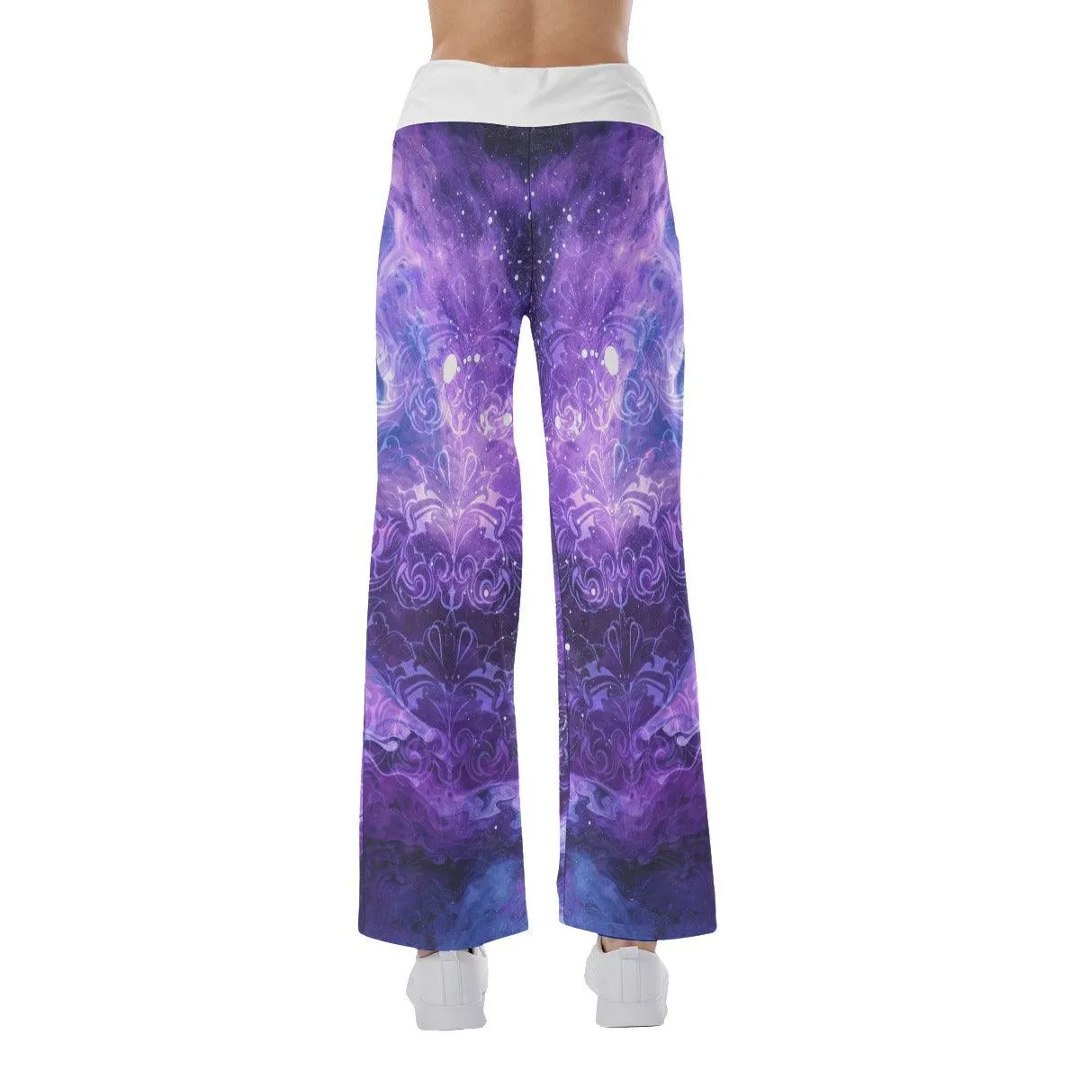 Purple Ornament Skull High-waisted Wide Leg Pants