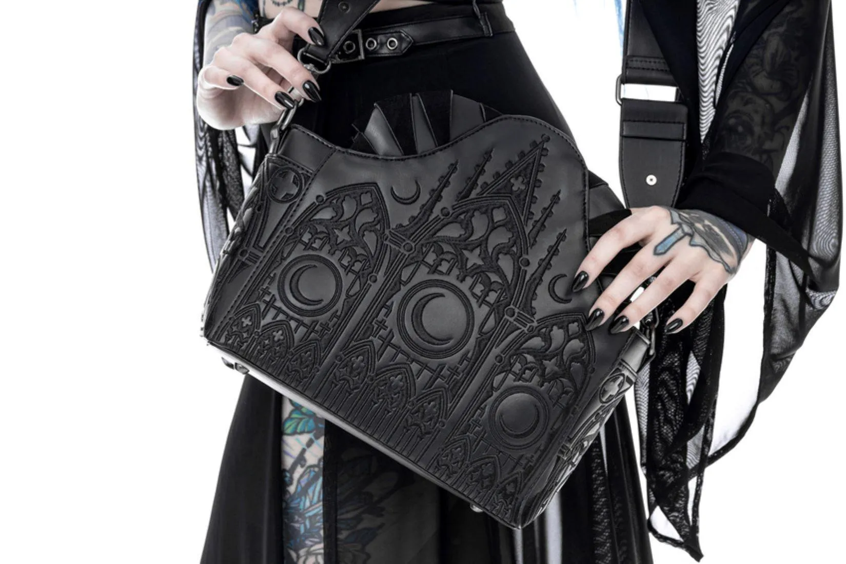 Restyle - Dark Altar - Gothic Shoulder Bag with Cathedral Motif