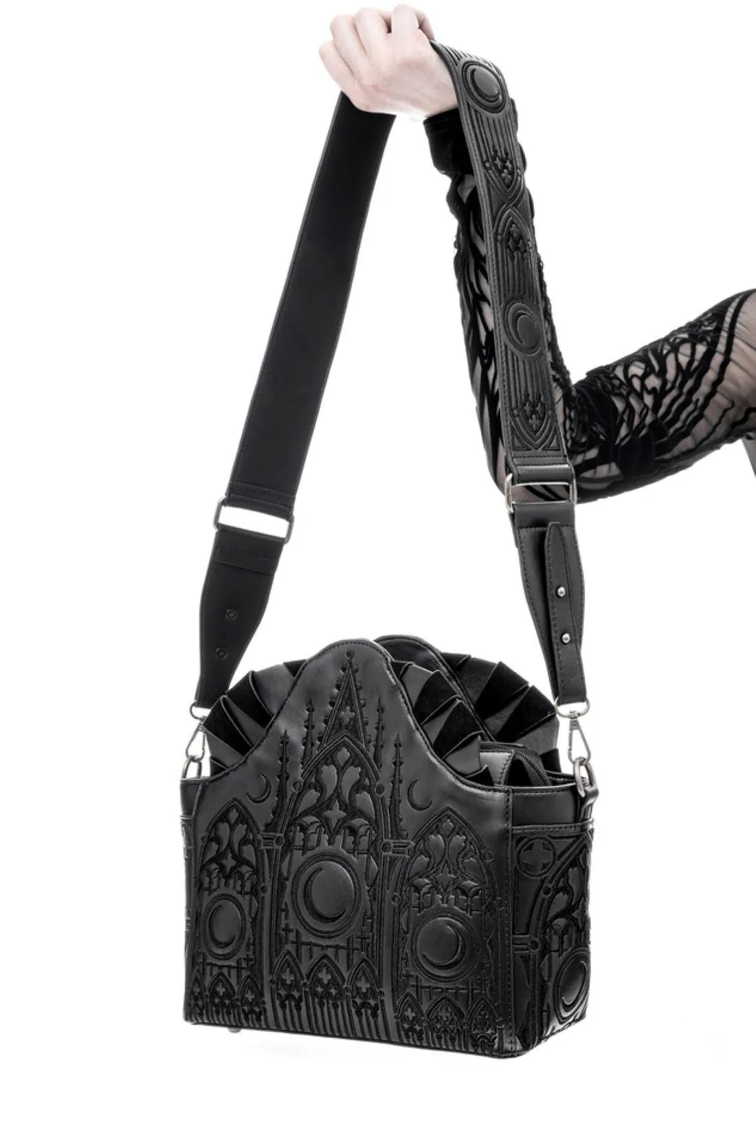 Restyle - Dark Altar - Gothic Shoulder Bag with Cathedral Motif