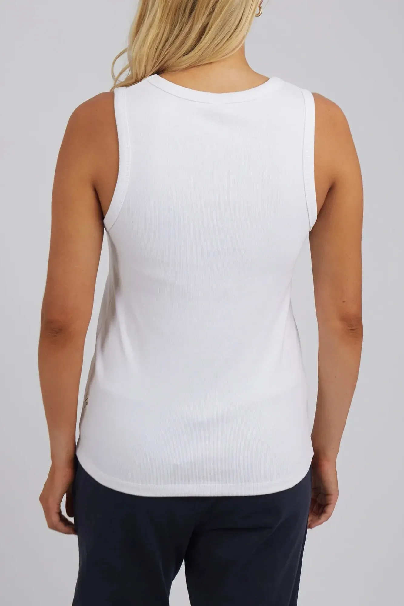 Rib Crew Tank in White