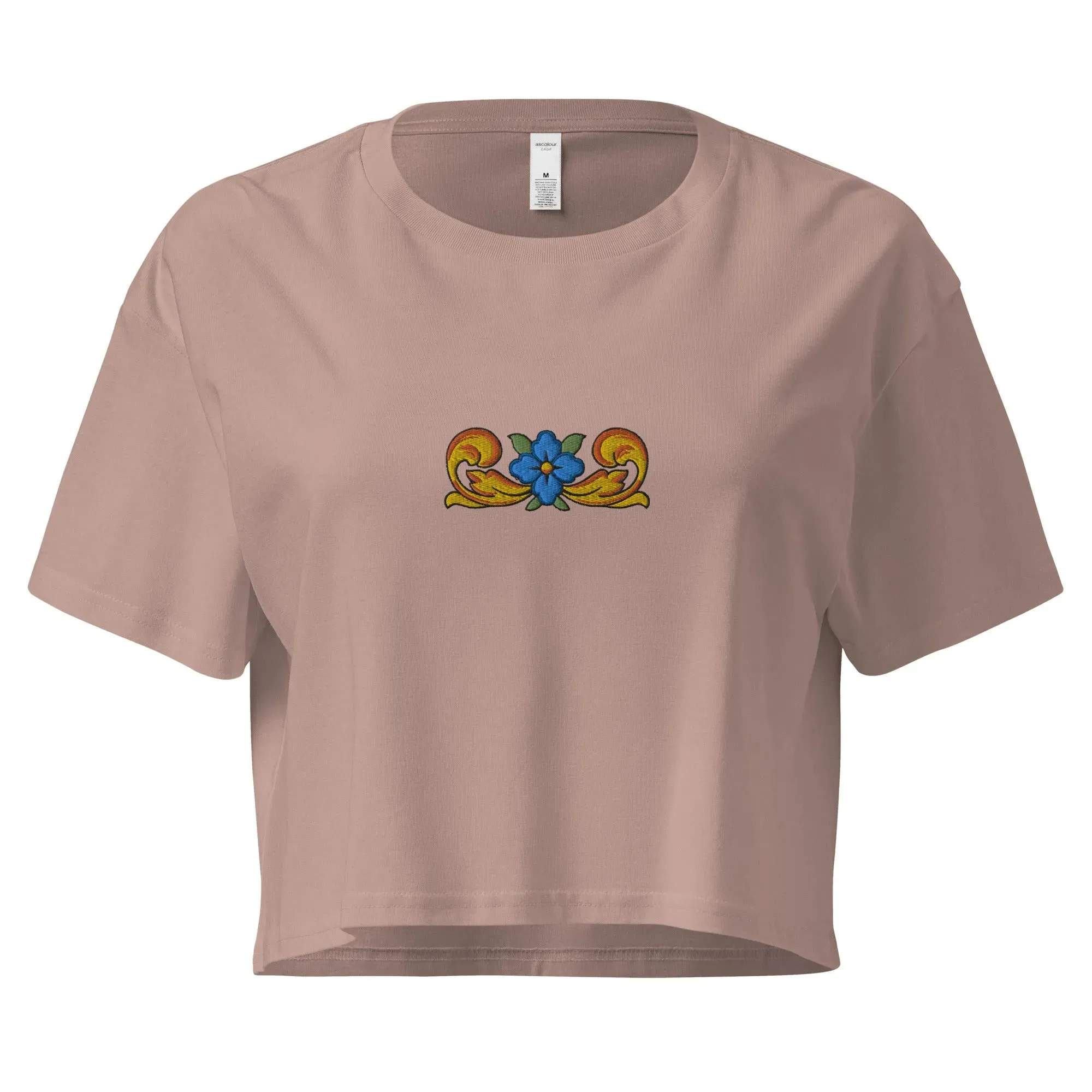 Sicilian Tile Embroidered Cropped T-Shirt