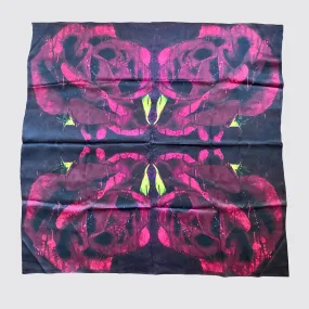 Silk Scarf With Red Roses - Hand Rolled