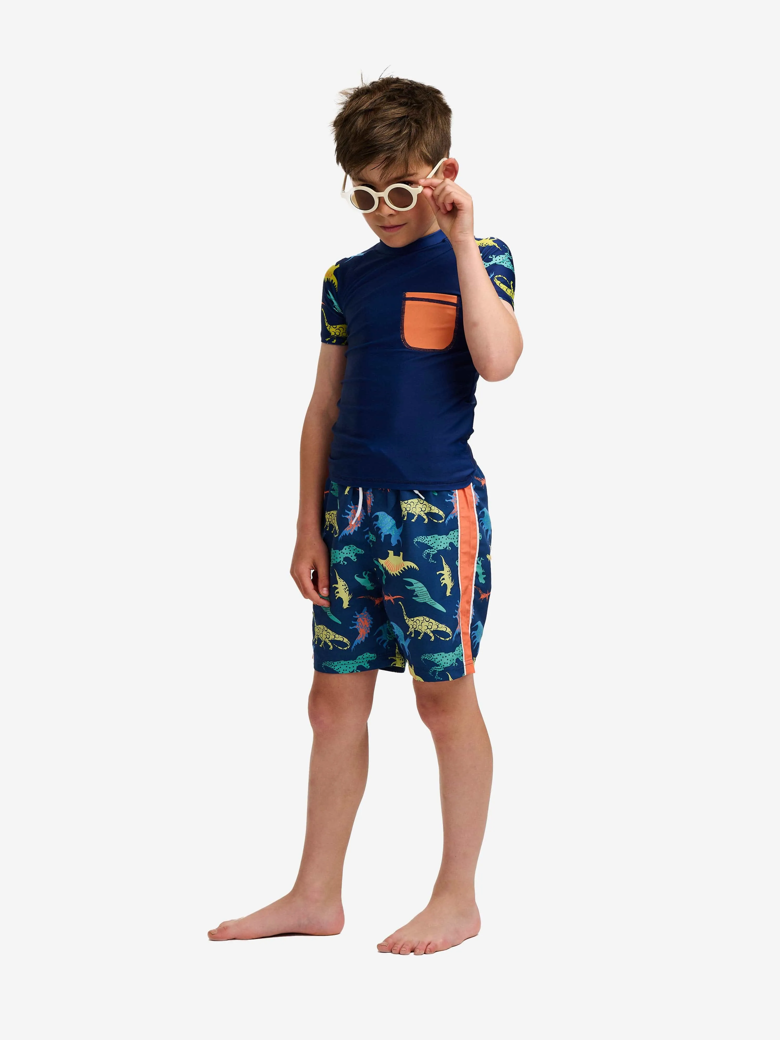 Soli Swim Boys Dinosaur Swim Shorts (UPF50 ) in Navy