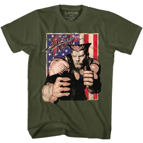 Street Fighter Guile With Flag Men's T-Shirt