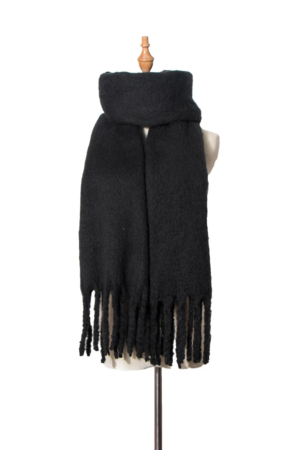 Tassel Fringe Scarf - Elegant Polyester Scarf for Women