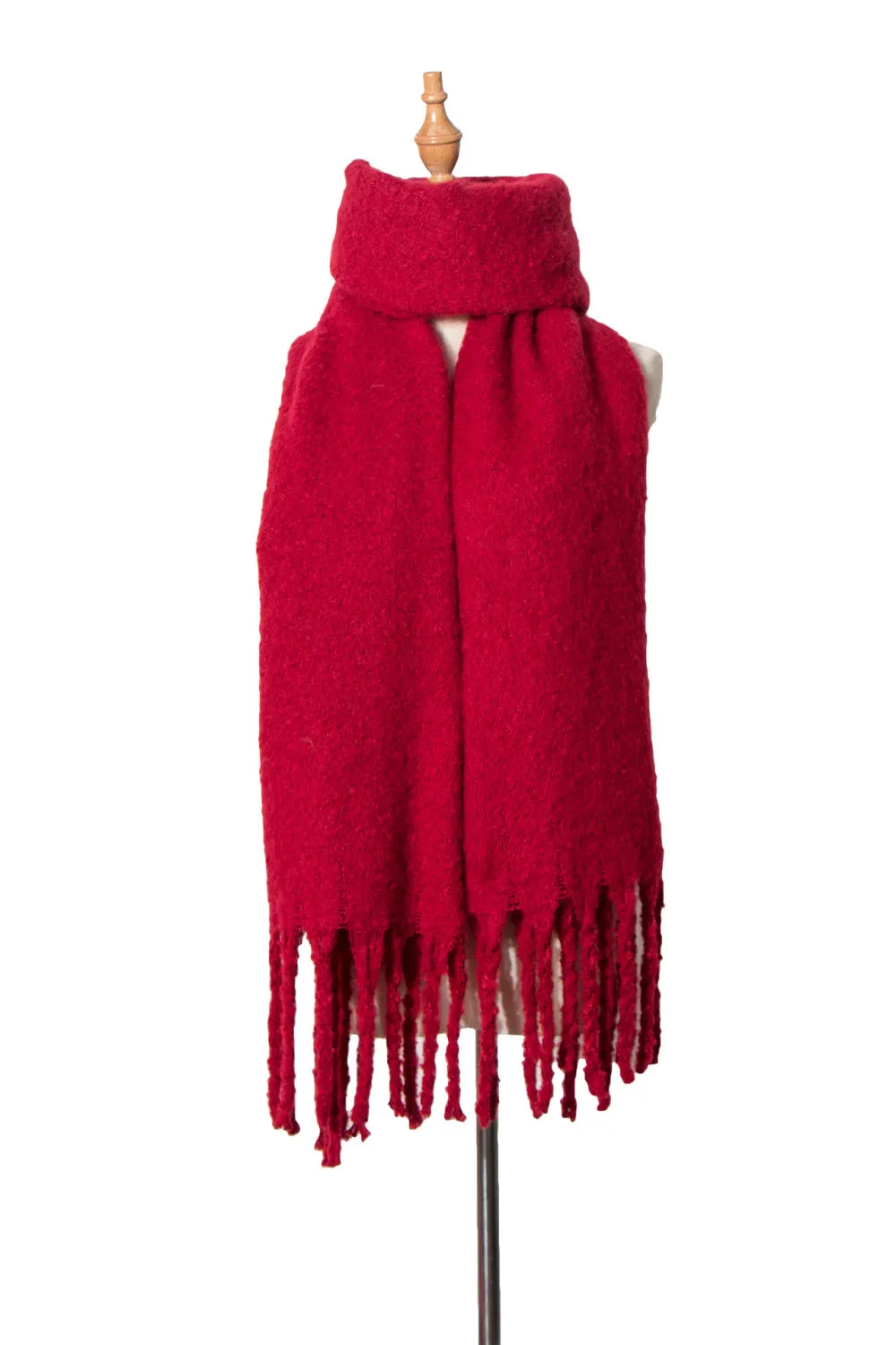 Tassel Fringe Scarf - Elegant Polyester Scarf for Women