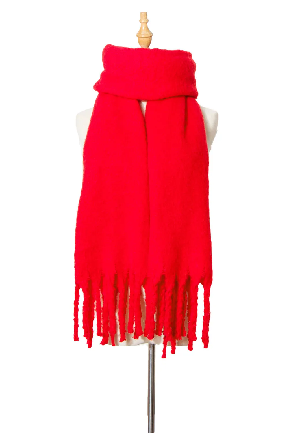 Tassel Fringe Scarf - Elegant Polyester Scarf for Women