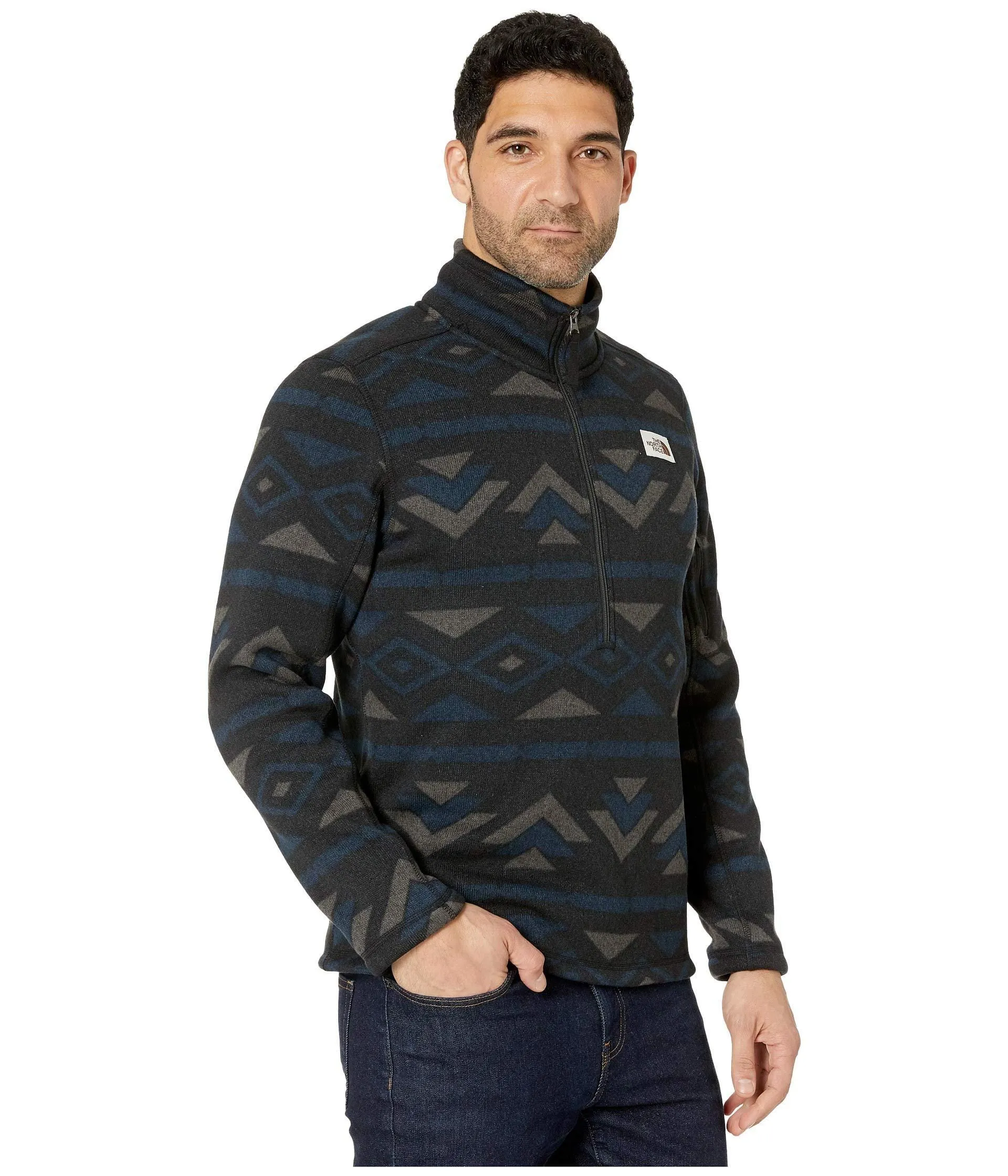 The North Face Men's Gordon Lyons Novelty 1/4 Zip, TNF Black California Geo Stripe Print, M