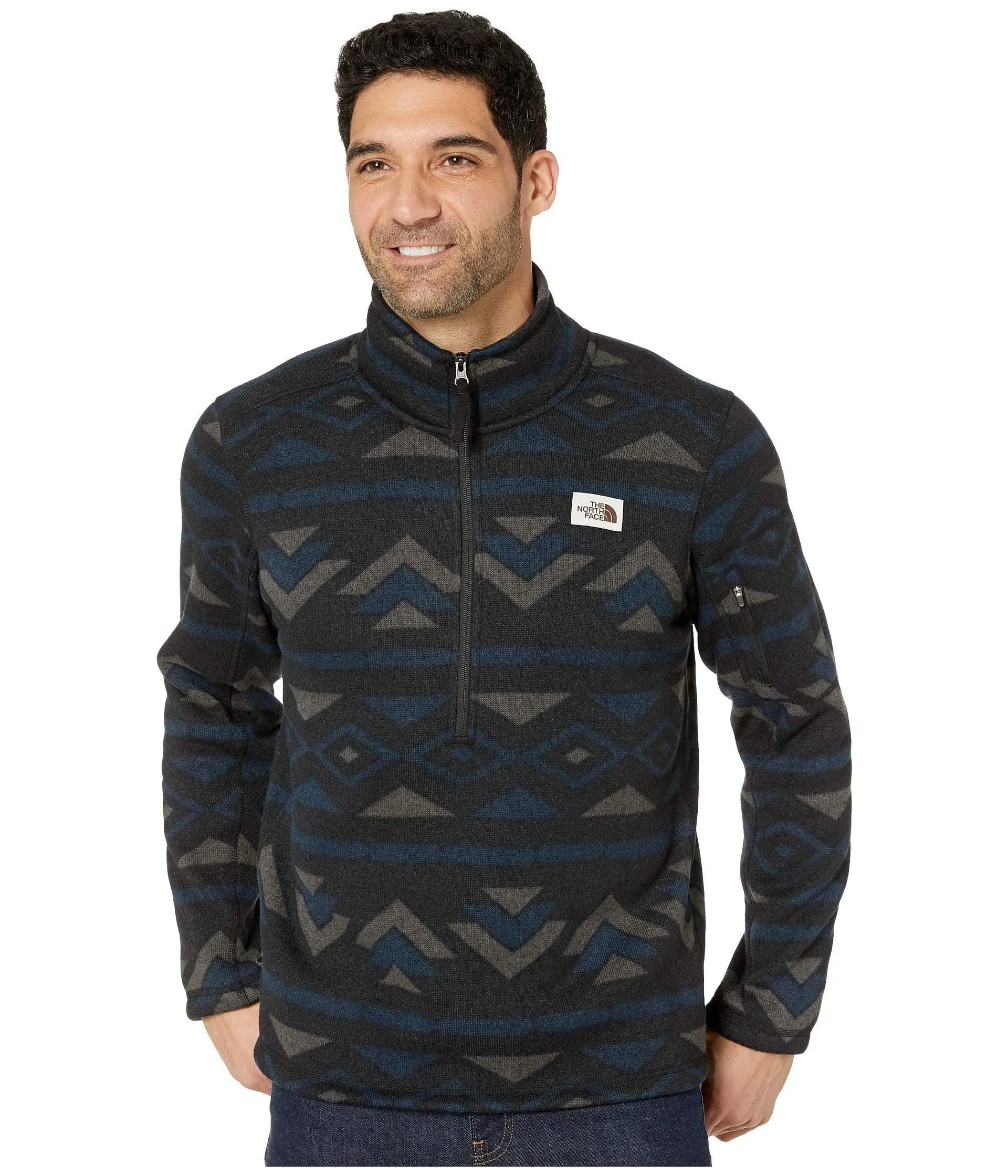 The North Face Men's Gordon Lyons Novelty 1/4 Zip, TNF Black California Geo Stripe Print, M