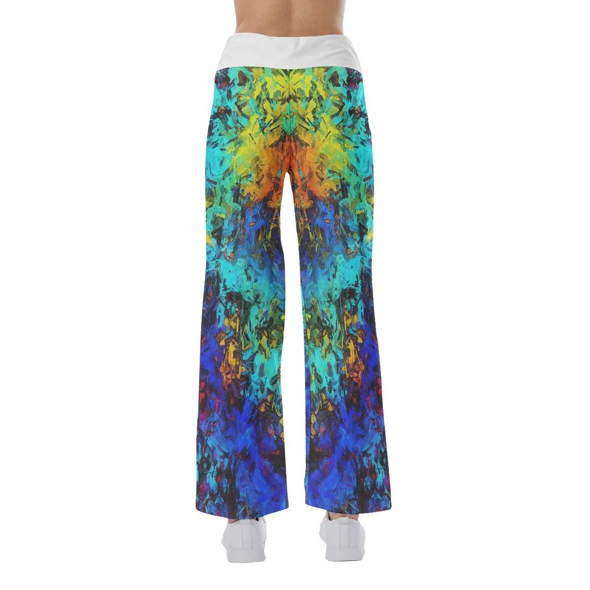 TieDye Skull Smile High-waisted Wide Leg Pants