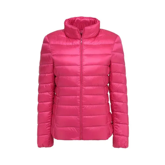 Winter Portable Standing Collar Down Jacket Women’s Thin Warm Versatile Coat