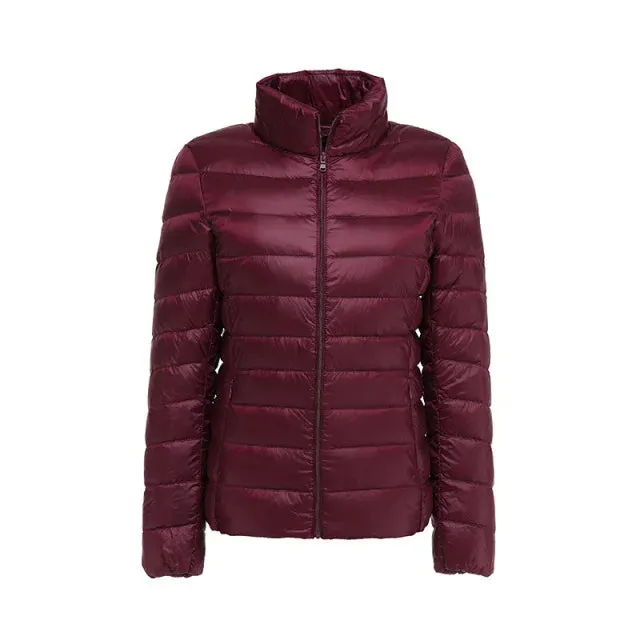 Winter Portable Standing Collar Down Jacket Women’s Thin Warm Versatile Coat