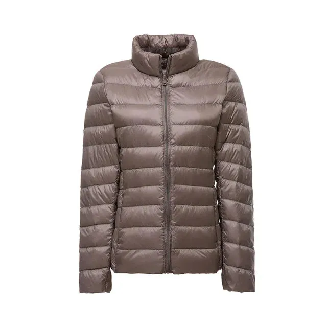 Winter Portable Standing Collar Down Jacket Women’s Thin Warm Versatile Coat