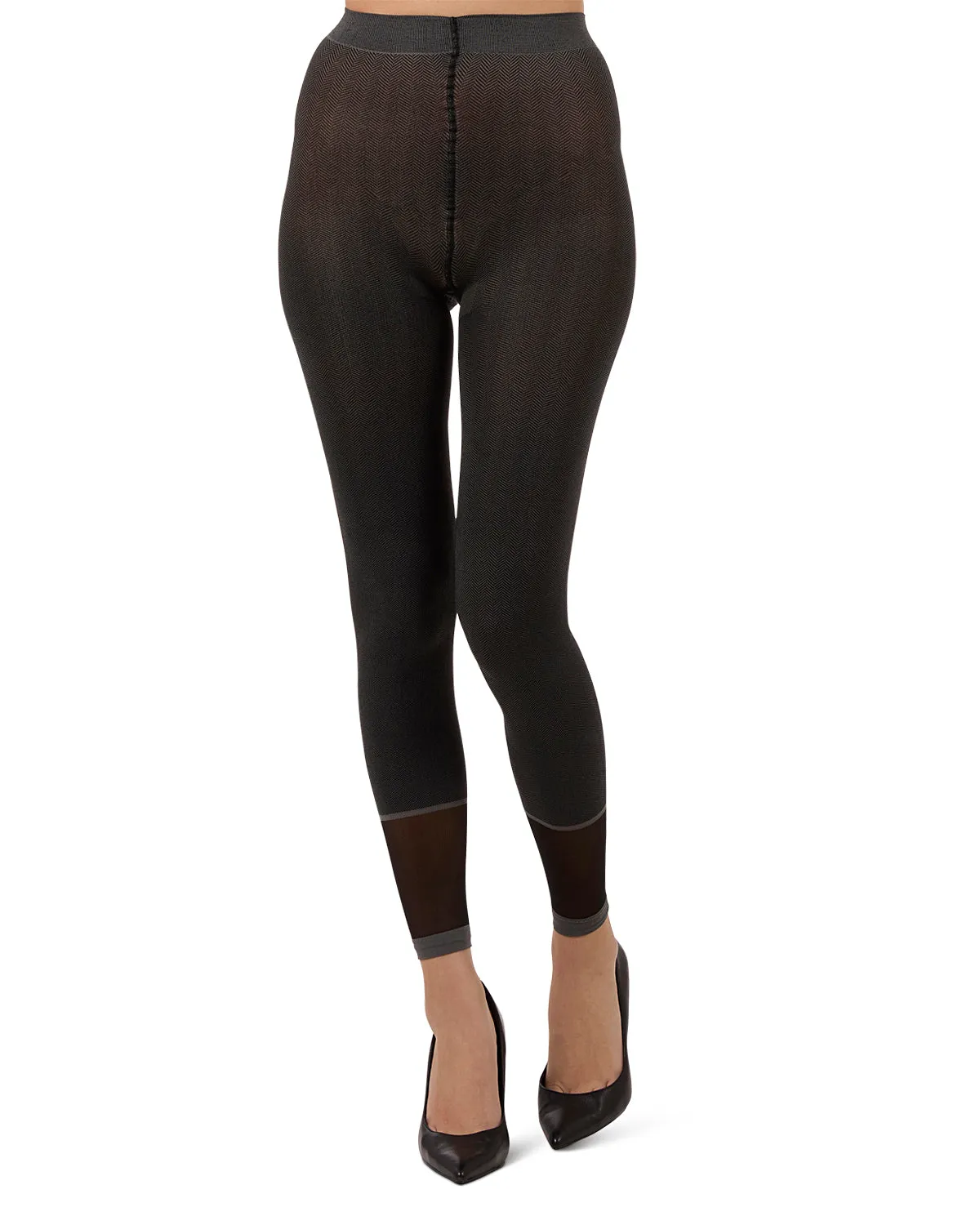 Women's Spunky Herringbone Fashion Footless Tights