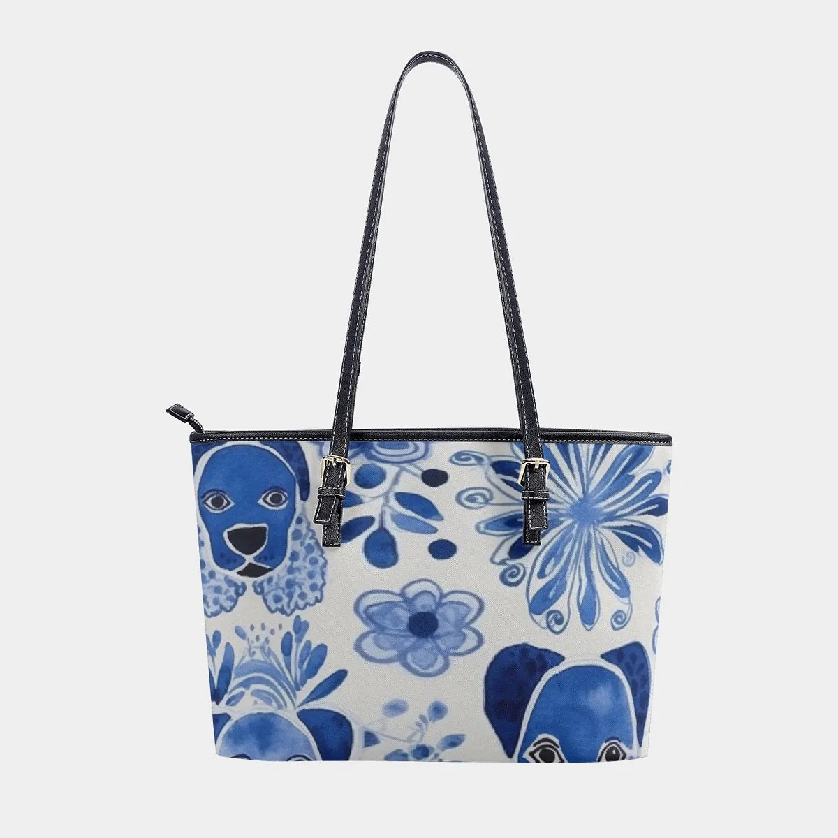 Women's Tote Bag | PU 312 blue flowers, print